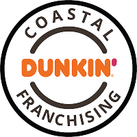 Coastal Dunkin' franchising logo with black and orange text.