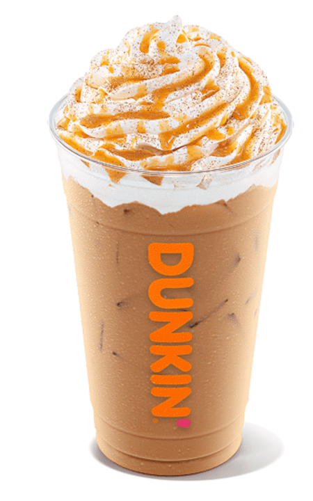 Dunkin iced caramel coffee with whipped cream